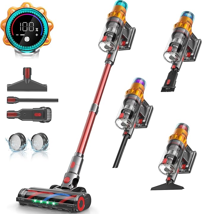 S8 Cordless Vacuum Cleaner 600W 48Kpa Up to 65mins Stick Vacuum Rechargeable Wireless Lightweight Handheld Vacuum Cleaners for Home Pet Hair Carpet Hardwood Floor Car