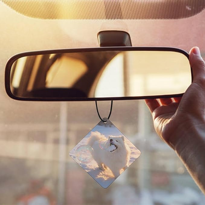 5PCS Car Air Freshener Hanging Personalized Double Sided Snowy Samoyed Car Fresheners Long Lasting New Cars Scents Cute Automotive Freshies for Closets Drawers (tea)