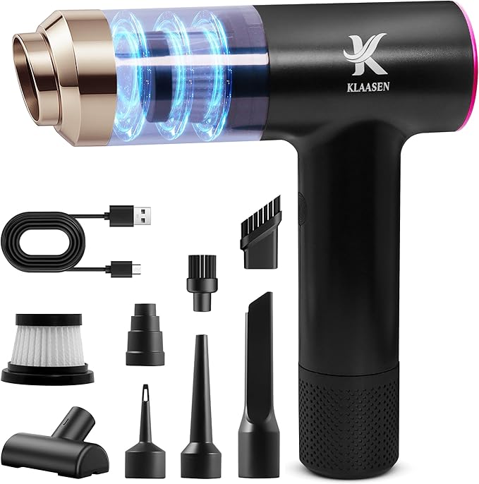 Portable Mini Vacuum Cleaner Dual Power Suction 7.5K &amp 12K Pa with Blower Inflator &amp Suction Power Best Cleaning Tool for Home Office Kitchen &amp Car