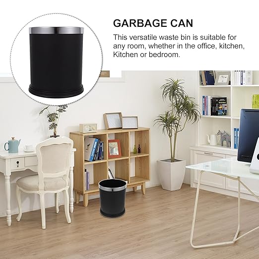 Retardant Waste Basket Large Opening Trash Can for Bathroom Kitchen Home and Hotel Rooms Thickened Material Garbage Bin for Office and Guest Organization