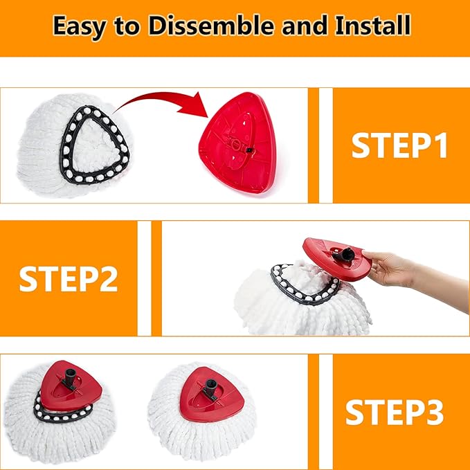8-Pack Spin Mop Replacement Heads 100% Microfiber Spin Mop Refills Heads for Easy Wring 360°Micro Replacement Mop Head for Easy House Cleaning Floor Mopping - (White)