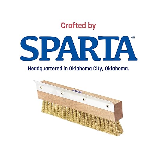 SPARTA Pizza Oven Brush Replacement Head with Crimped Brass Bristles and Stainless-Steel Scraper Durable Ideal for Commercial Kitchens 10 Inches Wood