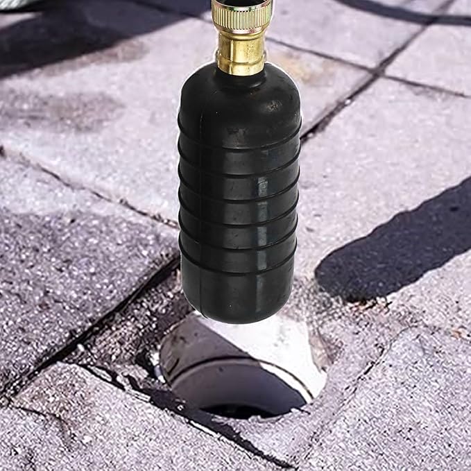3-Piece Rubber Drain Bladder Kit for 1 to 6 Inch Pipes — Water-Powered Unclogger for Bathroom Sinks Showers &amp Swimming Pool Drains