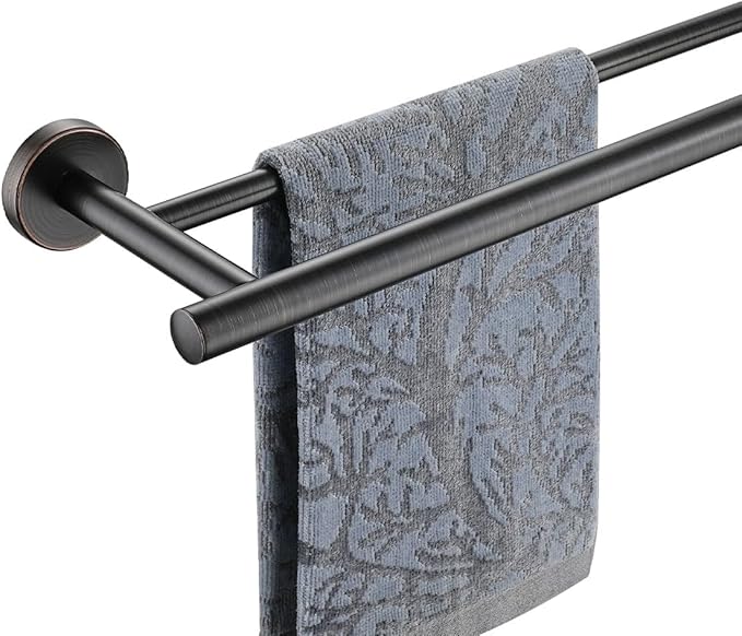 JQK Double Towel Bar Oil Rubbed Bronze 20.5 Inch 304 Stainless Steel Thicken 0.8mm Towel Rack Bathroom Towel Holder ORB Wall Mount Useable Length 18 Inch TB100L18-ORB