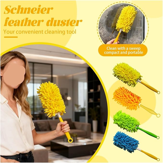Microfiber Chenille Home Plastic Handle Dust Brush Ceiling Clean Multifunction Cleanninfg Tools Protable Car Removal Duster(Blue)