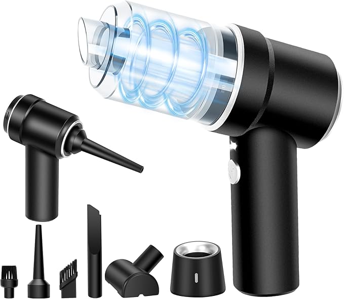 8Kpa Mini Handheld Vacuum Cleaner120W High Power Cordless Car Vacuum 2 in 1 Keyboard Vacuum &amp Air Duster with LED Light &amp Multi-Nozzles for Car Computer Sewing Machine