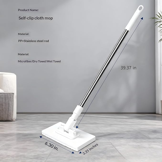 2026 New Lazy Mop Clip-on Reusable Mini Mop Comes with 4 Reusable Cloths Automatic Cloth Change  Suitable for Wet and Dry Use Zero-Touch Cloth Operation Suitable for Floors and Walls