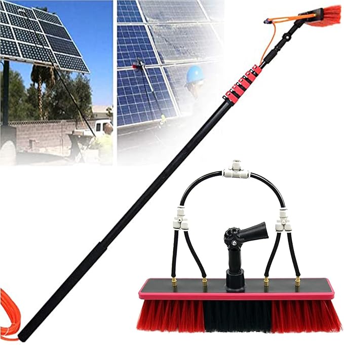 Glass Cleaning Brush Home Water Fed Telescopic Pole Kit Solar Panel Brush Rotating for Photovoltaic PanelSolar Panel Cleaning Brush Set with 6M Extension Pole Window Cleaning Equipment for
