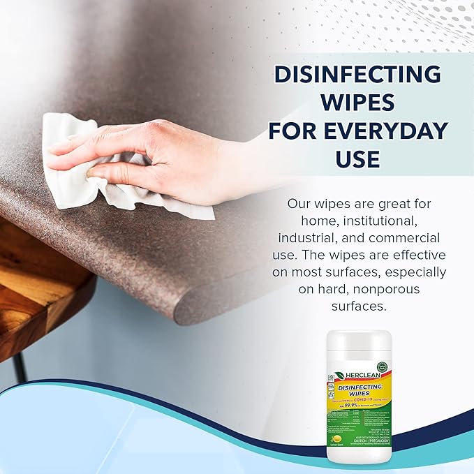 Herclean Wipes Cleaning Wipes Household Cleaning Wipes - Office Supplies School Supplies Travel Essentials Home Essentials (85pcs/Canister)/12 PER CASE
