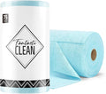Fantasticlean Microfiber Cleaning Cloth Roll -75 Pack Tear Away Microfiber Towels 12 x 12 Reusable Washable Scratch Free Ultra Absorbent Dishcloth for All-Around Cleaning Supplies (Blue)