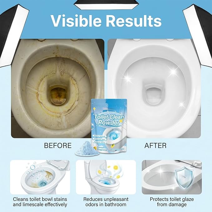 Household Toilet Cleaner Powder Easy To Use Easily Dissolves Stains.(2pcs)