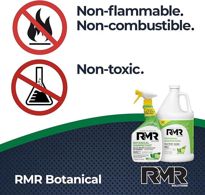 RMR Stain &amp Sanitation System –Instant Mold &amp Mildew Stain Remover + Botanical Disinfectant Cleaner Indoor/Outdoor Cleaning Kit for Kitchens Bathrooms Furniture Siding &amp Deck 2–32 Oz