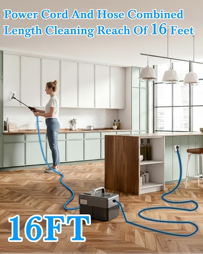 Steam Cleaner for Home - 1600ML Water Tank 15s Heat-Up Portable Steamer for Cleaning 6 Level Adjustable 2500W 45PSI 250°F Steam Handheld Steam Cleaner for Car Detailing Grease TileGrout
