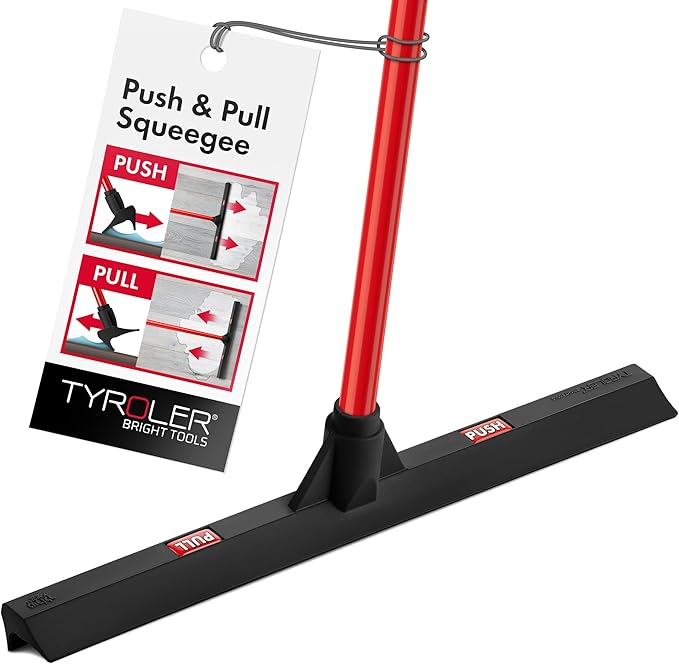 Tyroler Rubber Floor Squeegee Heavy Duty 17 Deck Squeegee Outdoor for Floors with 55 4 Part Handle Perfect Outdoor Squeegees for Patio Tiles Marble Garage Shower Window