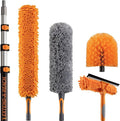 20 Foot High Reach Duster Kit with 4-12 ft Extension Pole // High Ceiling Dusting and Window Cleaning Kit with Telescopic Pole // Window Washer &amp Squeegee Cobweb Duster Fan Blade and Feather Dus