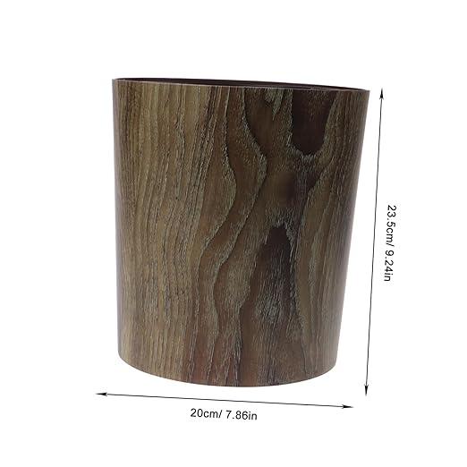 Cabilock Elegant Vintage Style Trash Can Large Capacity Imitation Wood Grain Waste Basket for Bathroom Kitchen Hotel Home