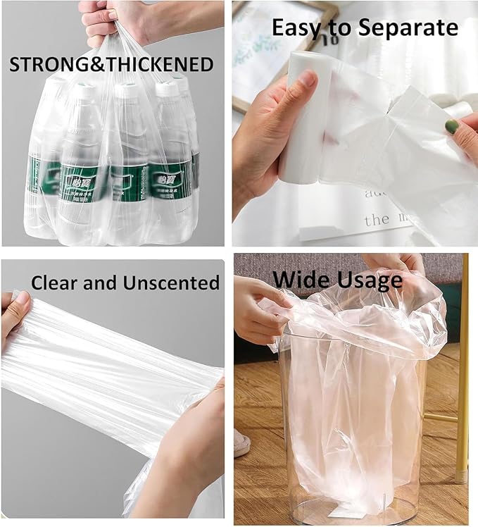 240 Count 8 Gallon Trash Bags Clear Medium Garbage Bags Strong Leakage-FreeUnscented 30 Liter Thick for Bathroom Office Kitchen Waste Basket Trash Can (Clear 8 Gallon-240 Count)