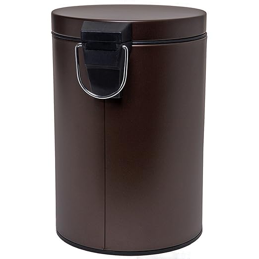 Rocky Mountain Goods Small Trash Can with Step Lid - 1.85 Gallon - Trash can for bathroom bedroom office - Heavy duty metal - Foot pedal opening - Removable inside pail with handle (Venetian Bronze)