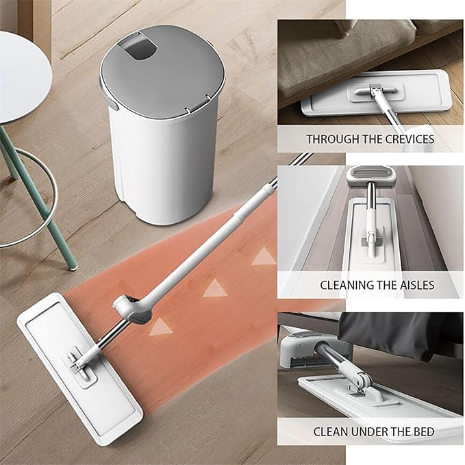 Squeeze Mop Magic Flat Hands Free Washing Lazy Mops - 360 Microfiber MopWet Mop Dry Floor Cleaning Mop for Hardwood Laminate Vinyl Tiles (Size : Mop+5 Cloth)