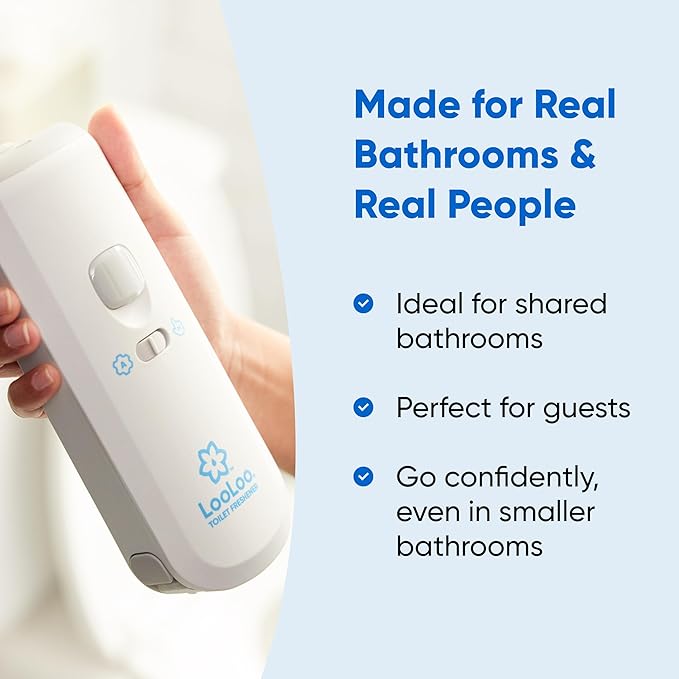 LooLoo 3.0 Touch Free Toilet Freshener Automatic Air Freshener Spray for Bathroom Starter Kit with Light and Toilet Deodorizer Bathroom Spray Odor Eliminator - White