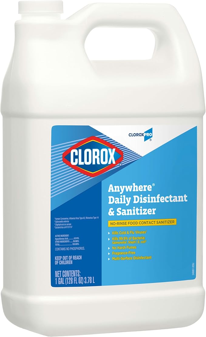 CloroxPro Anywhere Daily Disinfectant and Sanitizer No-Rinse Food Contact Sanitizer Refill 128 Fluid Ounces