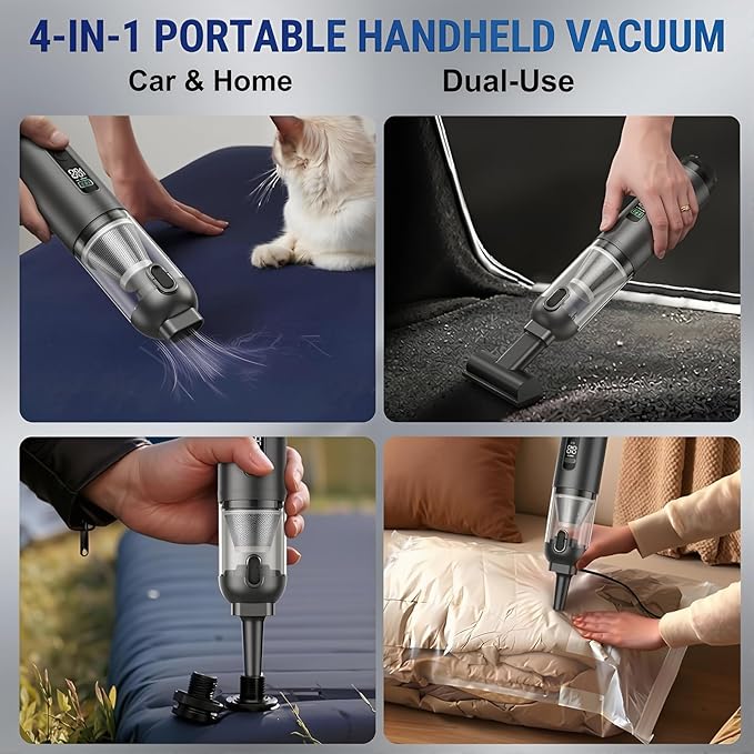 17000Pa Cordless Handheld Vacuum Cleaner AI Brushless Motor with HD Display One-Touch Dust Emptying Lightweight for Home &amp Car Cleaning Long Battery Life