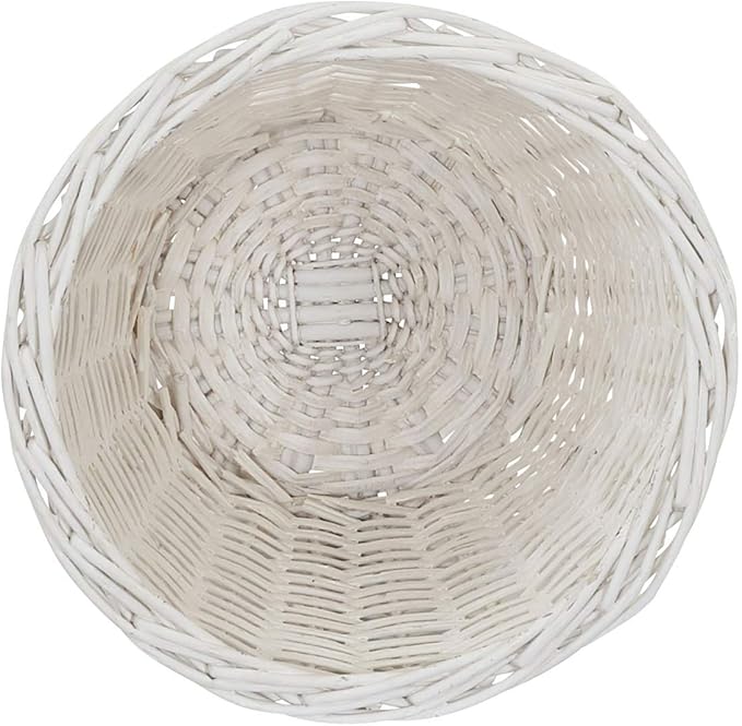 Household Essentials Wicker Waste Basket Willow Weave Painted White Includes Plastic Liner Great as a Waste Basket or Decorative Planter White
