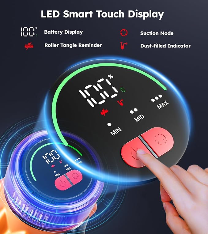 Cordless Vacuum Cleaner 500W 50KPA 60Mins Vacuum Cleaners for Home Self-Standing Stick Vacuums with LED Display Anti-Tangle Lightweight Rechargeable Wireless Vacumm for Pet Hair Carpet Floor