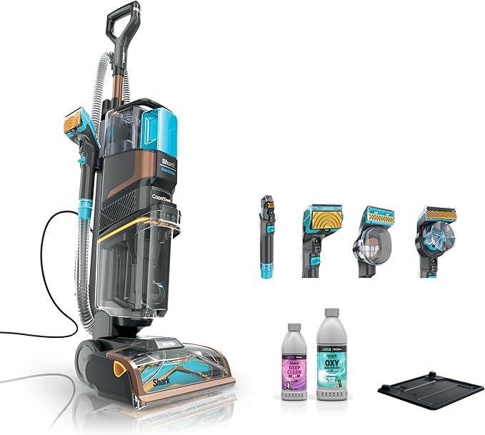Shark EX301 CarpetXpert HairPro Pet with StainStriker Corded Upright Deep Carpet Rug &amp Upholstery Cleaner Pet Stain Remover Gray (Renewed)