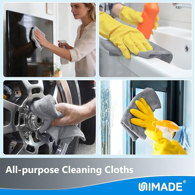 Microfiber Cleaning Cloth 100 Sheets Microfiber Towels for Cars Commercial Grade Washcloths Lint-Free Bulk Shop Towel Cleaning Rags for Mechanic Restaurant Garage Housekeeping 11x 9 Grey