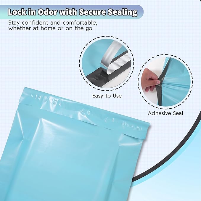 PHOGARY 100Pcs Adult Diaper Disposal Bags Disposable | Odor Lock Leak-Proof &amp Tear-Resistant | Large 11.8 x 17.3 Inch Discreet Disposal Bags for Incontinence Supplies (Purple)