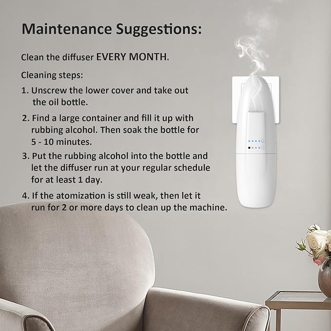 Waterless Nano Scent Air Machine for Home Plug-in Cold-Air Essential Oil Diffuser Luxury Hotel Fragrance Atomizer Professional Aromatherapy Device for Large Room &amp Office 100ml White