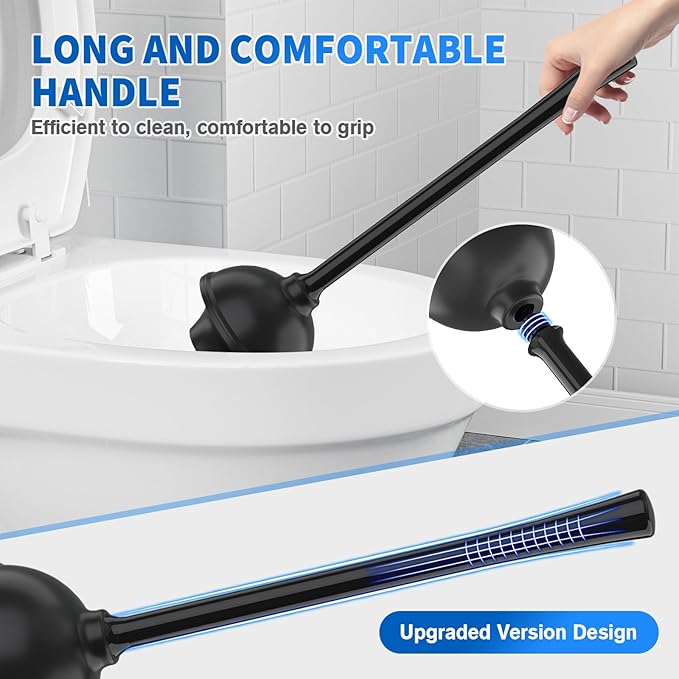 Toilet Plunger and Brush2 Pack Bowl Brush and Heavy Duty Toilet Plunger Set with Ventilated Holder 2-in-1 Toilet Brush and Plunger Combo for 5.3-inch Toilet Drain Bathroom Cleaning