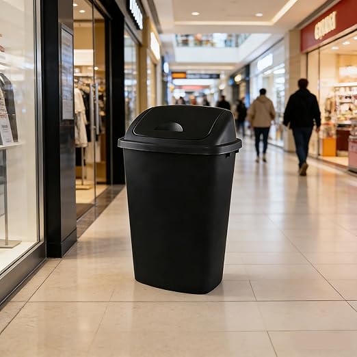Kitchen Trash Can 13 Gallon with Swing Lid Plastic Garbage Can Waste Bin Recycle Bin and Waste Basket for Home Office Garage Patio Restaurant (Black 4 Pack)