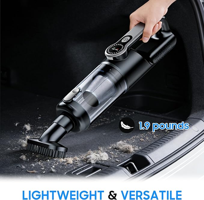 Cordless Handheld Car Vacuum Cleaner for Car Interior Strong Suction Portable Vacuum for Pet Hair &amp Quick Home Cleaning Rechargeable with LED Light &amp Attachments