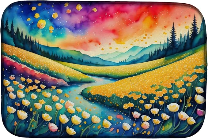 Caroline's Treasures DAC1414DDM Buttercups in Color Dish Drying Mat Absorbent Dish Drying Mat Pad for Kitchen Counter Dish Drainer Mat for Countertop 14 x 21 Multicolor