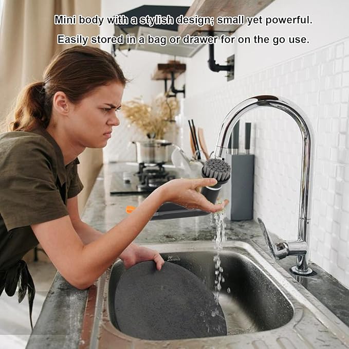 Pssopp Cordless Cleaning Brush Scrubber 2 Speed Adjustable Electric Shower Scrubber with 4 Replaceable Heads for Kitchen Sink Tile Floor (Black)