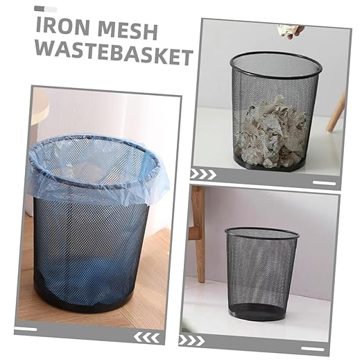 Portable Mesh Wastebasket Large Capacity Office Trash Can for Desk and Home Iron Mesh Waste Container for Bathroom and Workspace Organization