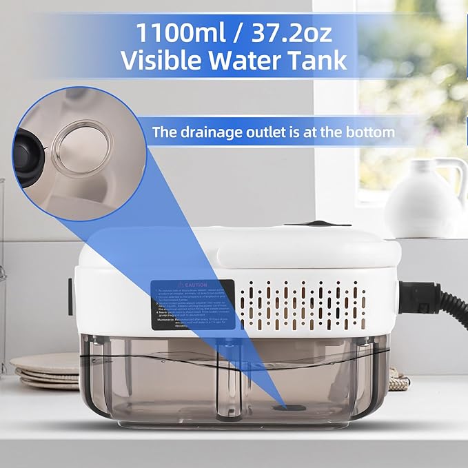 2500W High Pressure Steam Cleaner High Temperature Pressurized Steam Cleaning Machine 1100ml 3 Bar Portable Handheld Steam Cleaners with 3 Brush Heads for Home Use/Car Detailing