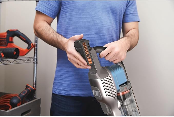 BLACK+DECKER Cordless Vacuum Powerseries Extreme Stick Vacuum Cordless Rechargeable Interchangeable Floorhead with Crevice Attachment 3 Speed Control Lightweight Blue (BSV2020G)