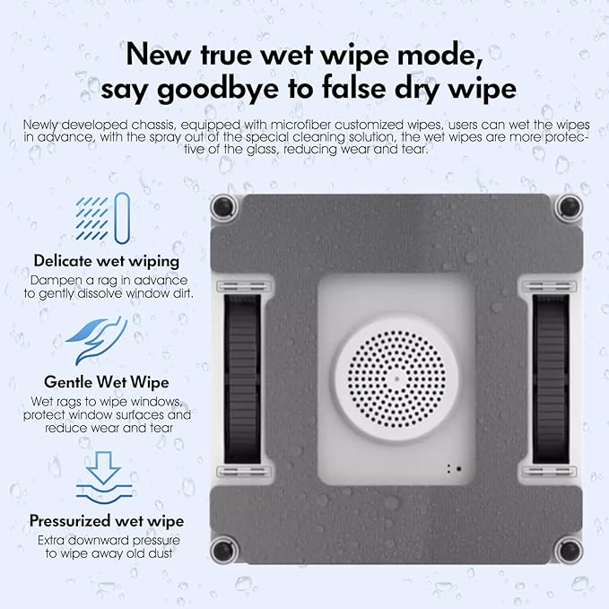 Window Cleaning Robot Automatic Window Cleaner Robot Double-Sided Spray Water 3500Pa Suction Power 110ml Tank Intelligent Path Planning 4 Cleaning Modes (YW703-White)