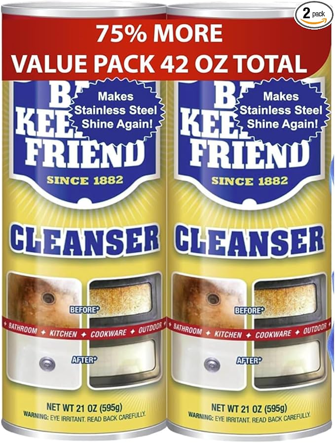 Bar-Keeper’s-Friend Cleanser and Polish Powder Multipurpose Cleaner Rust Stain Remover 21 Oz Pack of 2