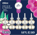 Glade PlugIns Refills Air Freshener Orchid &amp Neroli Scented and Essential Oils for Home and Bathroom 0.67 Fl Oz 10 Count