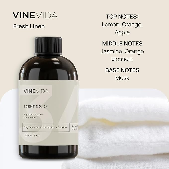 VINEVIDA Fresh Linen Fragrance Oil for Cold Air Diffusers - 16 Fl Oz - Essential Oils for Diffuser Oil Refill &amp Air Freshener Room Spray