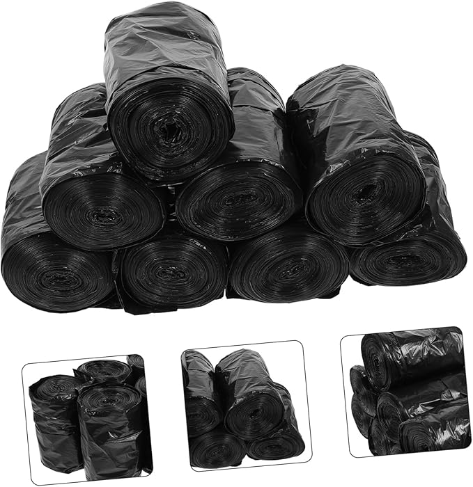 200Pcs Thick Disposable Toilet Trash Bags Black PE Strong Garbage Sacks for Portable Commode Bathroom Bedroom Kitchen Use
