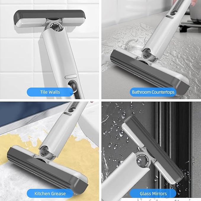 Mini mop - Portable Squeeze mop Spray mop with 1 Super Absorbent Sponge Head with Strong Water Absorption Suitable for Desktop and Small Space