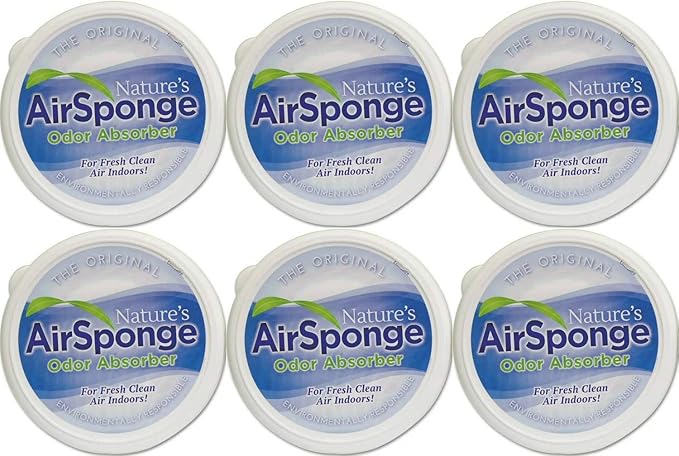 Delta Nature's Air Sponge Odor Absorber Eliminator Neutralizer and Natural Air Freshener Gel - Unscented Plastic Tub 0.5 Lb. 6-pack
