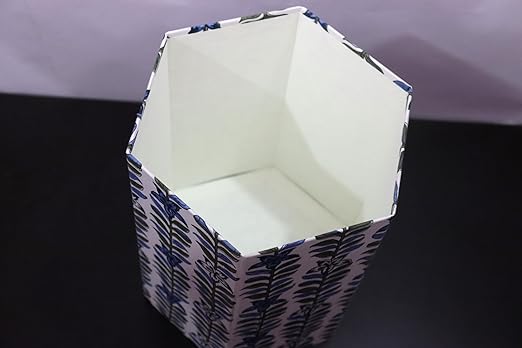 Generic Floral Hand Block Print Paper Dustbin Cotton Printed Wastebasket Indian Vintage Home Decor Hotel Room Decor (1 BLUE WHITE LONG BELL)