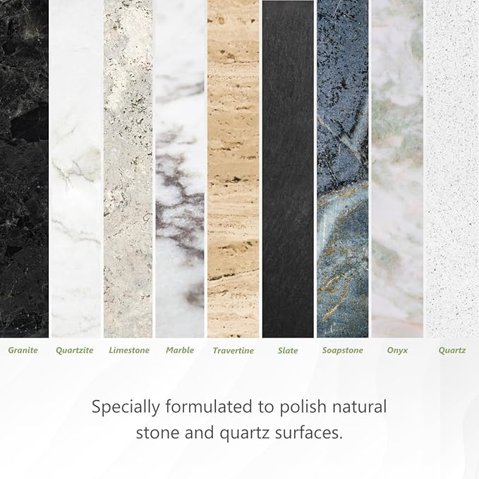 MORE - Stone &amp Quartz Polish - For Granite Marble &amp Natural Stone Countertops - Spray &amp Wipe Streak-Free - Water-Based Formula - Marble &amp Granite Polish - For Indoor &amp Outdoor St
