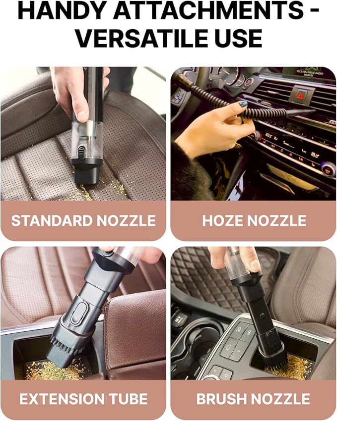 Owleys Portable Handheld Car Vacuum Cleaner with HEPA &amp Stainless Steel Filter 6000–16000PA Suction 85000 RPM Motor 40-Min Battery Life Cordless Mini Vacuum for Car Home and Office